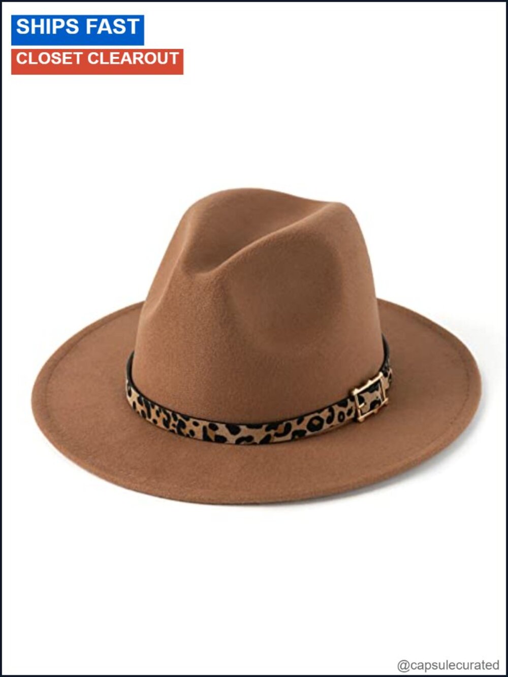 Wide Brim Felt Fedora Panama Hat Leopard Print Belt